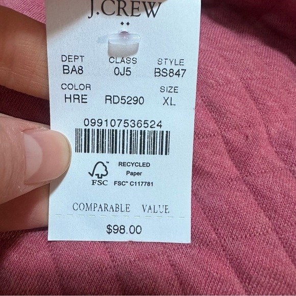 J crew heather red quilted half zip - Picture 3 of 3